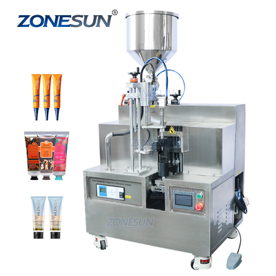 ZONESUN Food Toothpaste Semi Automatic Plastic Cosmetics Cream Lip Gloss Ointment Honey Gels Tube Filling And Sealing Machine